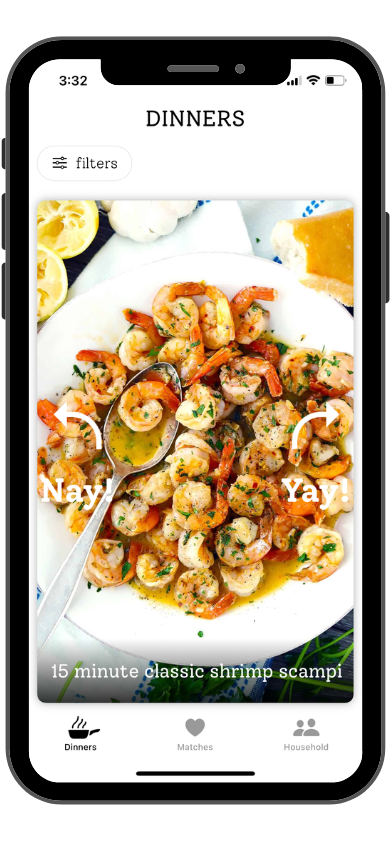 Dinners App on a Phone